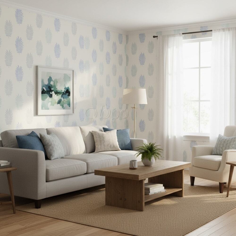 NWT Jane Churchill Fairhaven Wallpaper Ferndown Blue J104W-05